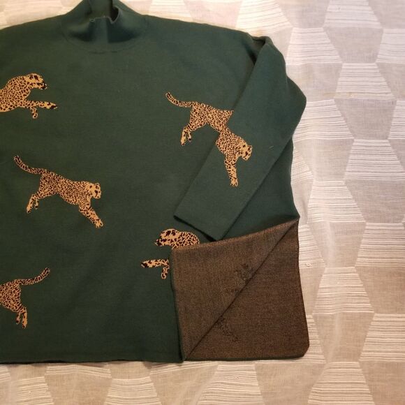 Entro On The Prowl Mock Neck Sweater Cheetah Print - Picture 4 of 8
